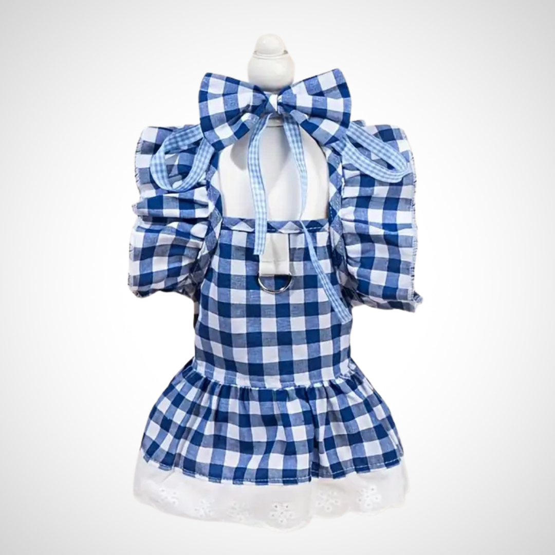 Vestido Xadrez Azul e Branco 💙🐾