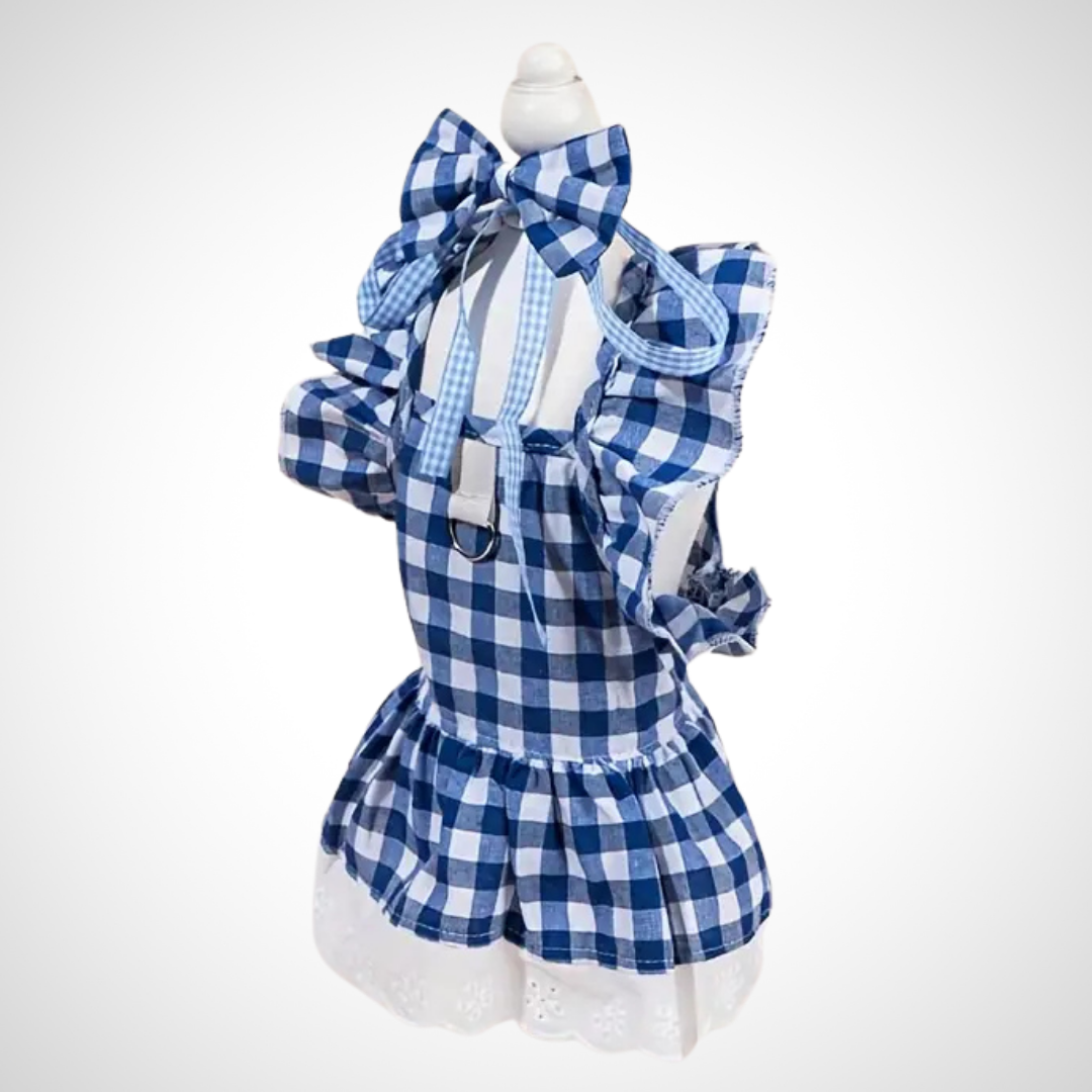 Vestido Xadrez Azul e Branco 💙🐾