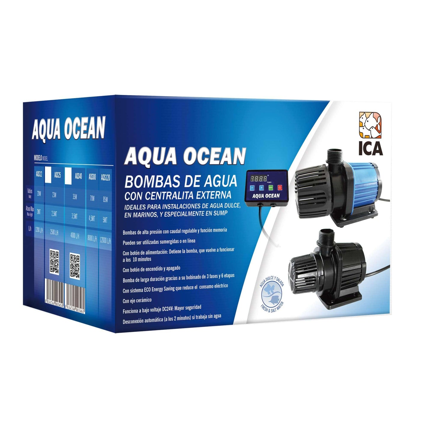 ICA Bomba Dc Aqua Ocean para aquário regulável 24 V, 4000 L/H