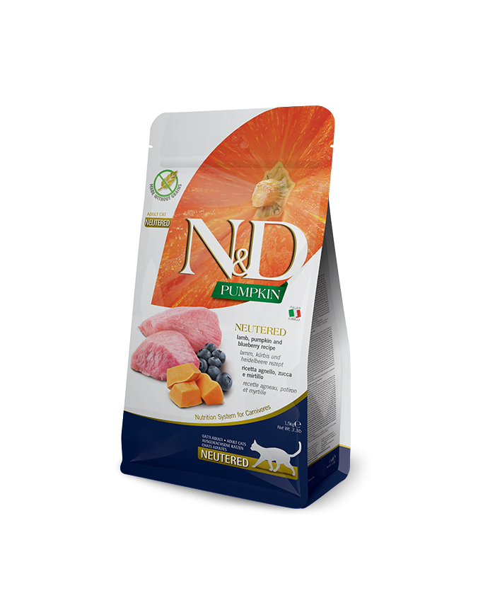 N&D Pumpkin Cat Neutered Lamb, Pumpkin&Blueberry Adult