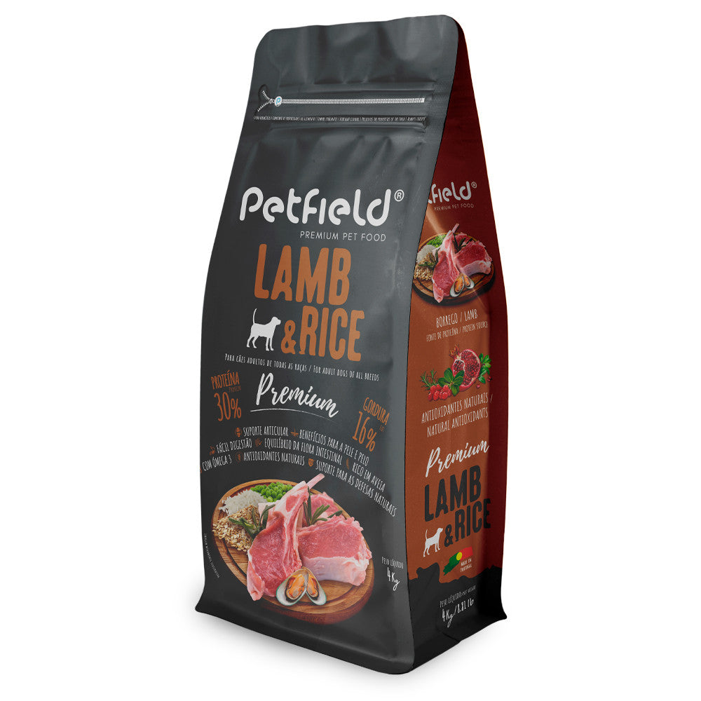 Petfield Premium - Ração seca para cão adulto - Cordeiro e arroz