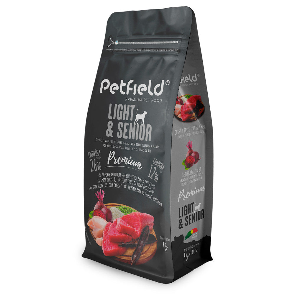 Petfield Premium - Ração seca para cão adulto - Light & Senior