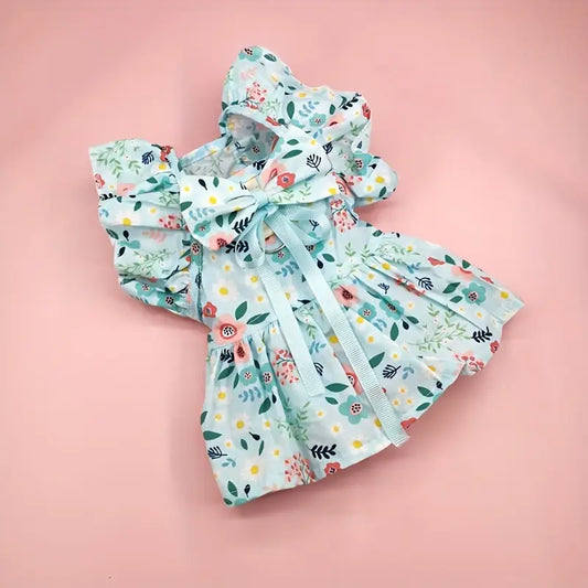 Vestido Fofo para Cães com Laço e Gancho para Trela 🌸🐶
