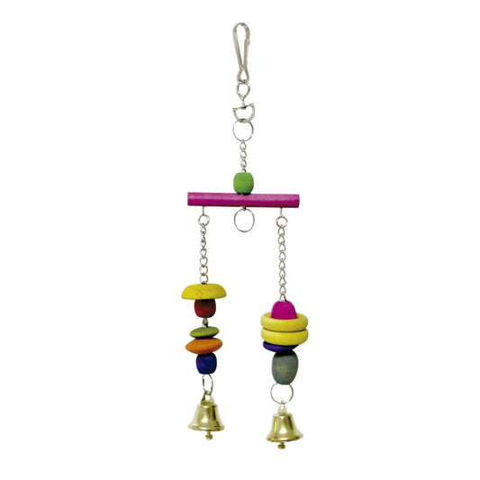 Brinquedo para pássaros com balança e sinos 🐦🔔