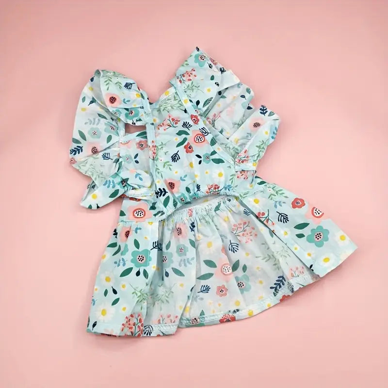 Vestido Fofo para Cães com Laço e Gancho para Trela 🌸🐶