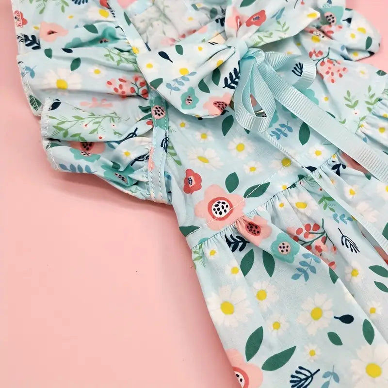 Vestido Fofo para Cães com Laço e Gancho para Trela 🌸🐶