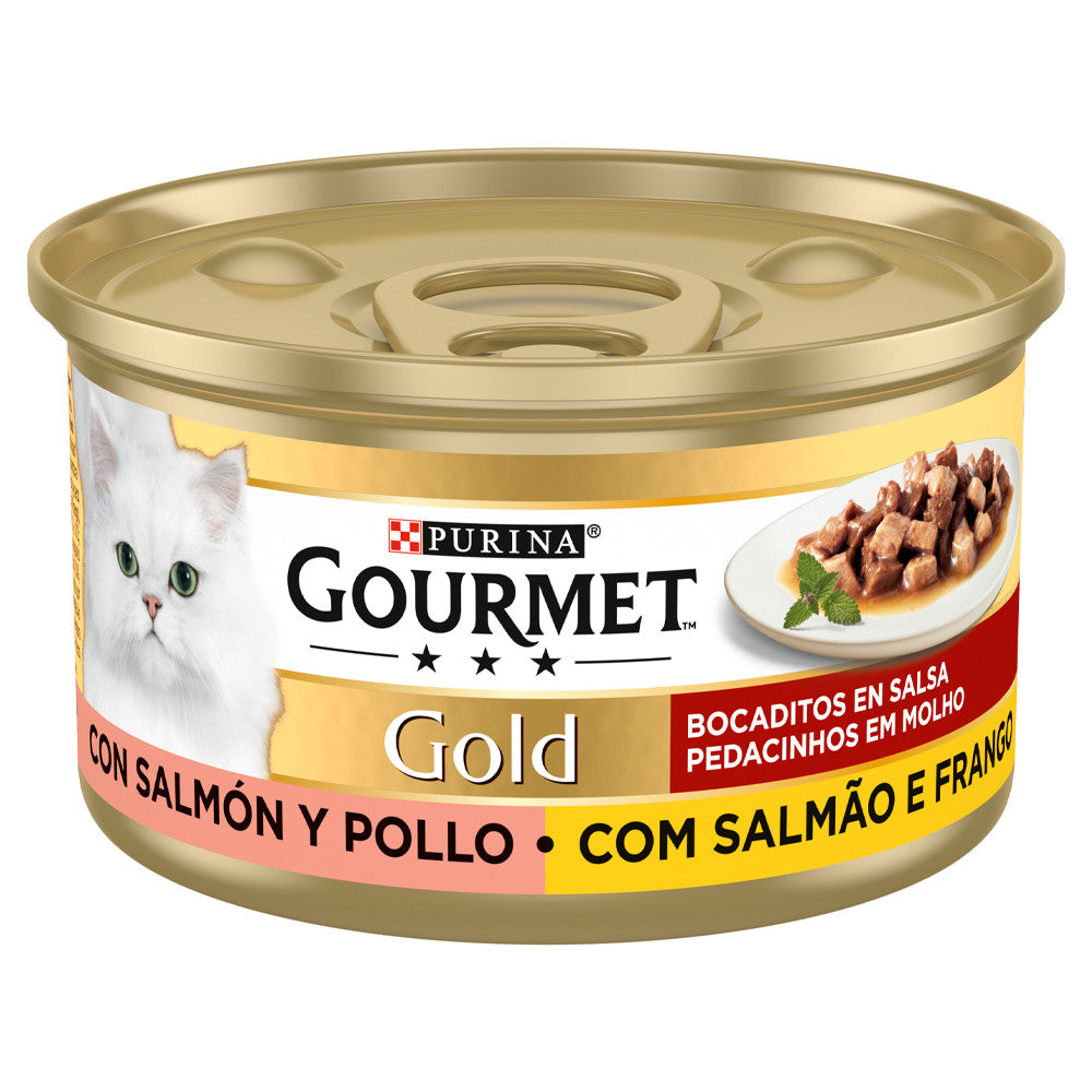 Gourmet Gold Pedacinhos em molho para gato - Salmão e frango