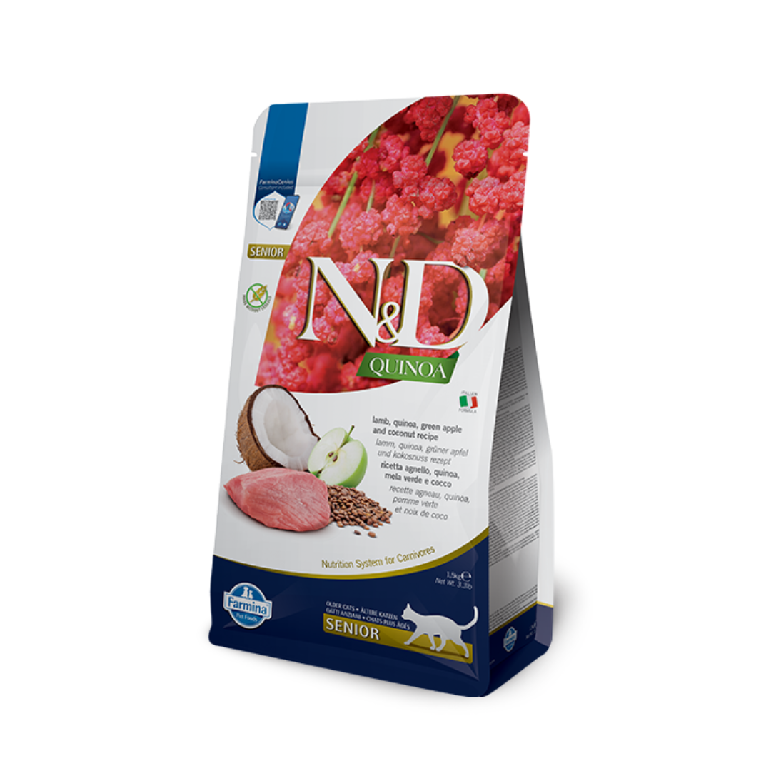 N&D Quinoa Gato Cordeiro, Maçã Verde & Coco Senior